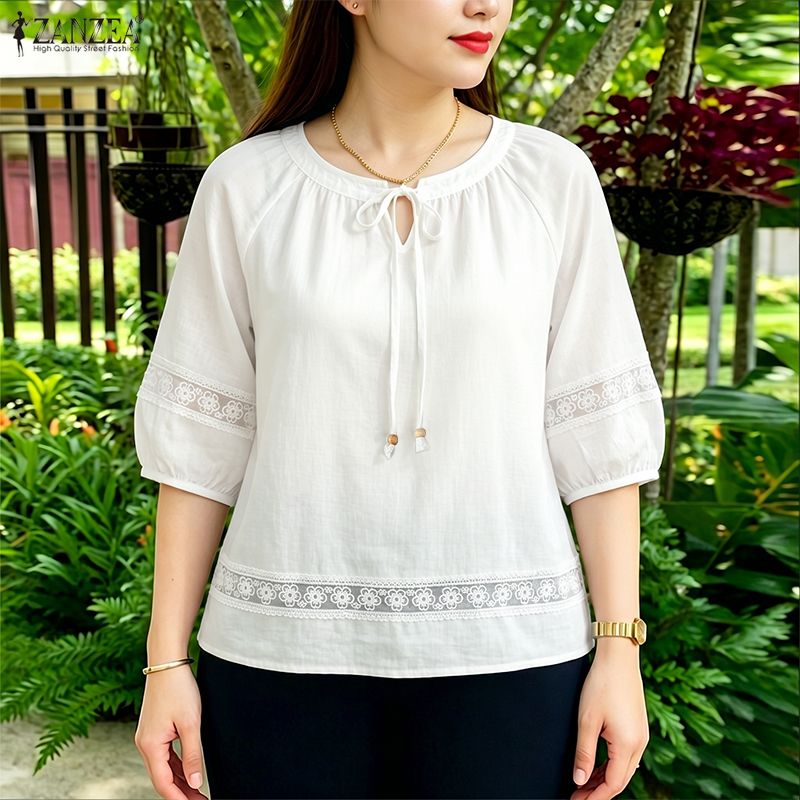 Embroidery Jersey - ZANZEA Women's Floral Embroidered Blouse Autumn