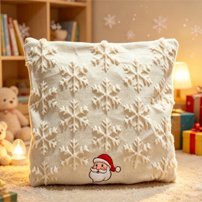 Embroidery Quilt Cover - 3D Snowflake Quilted Plush Throw Pillow