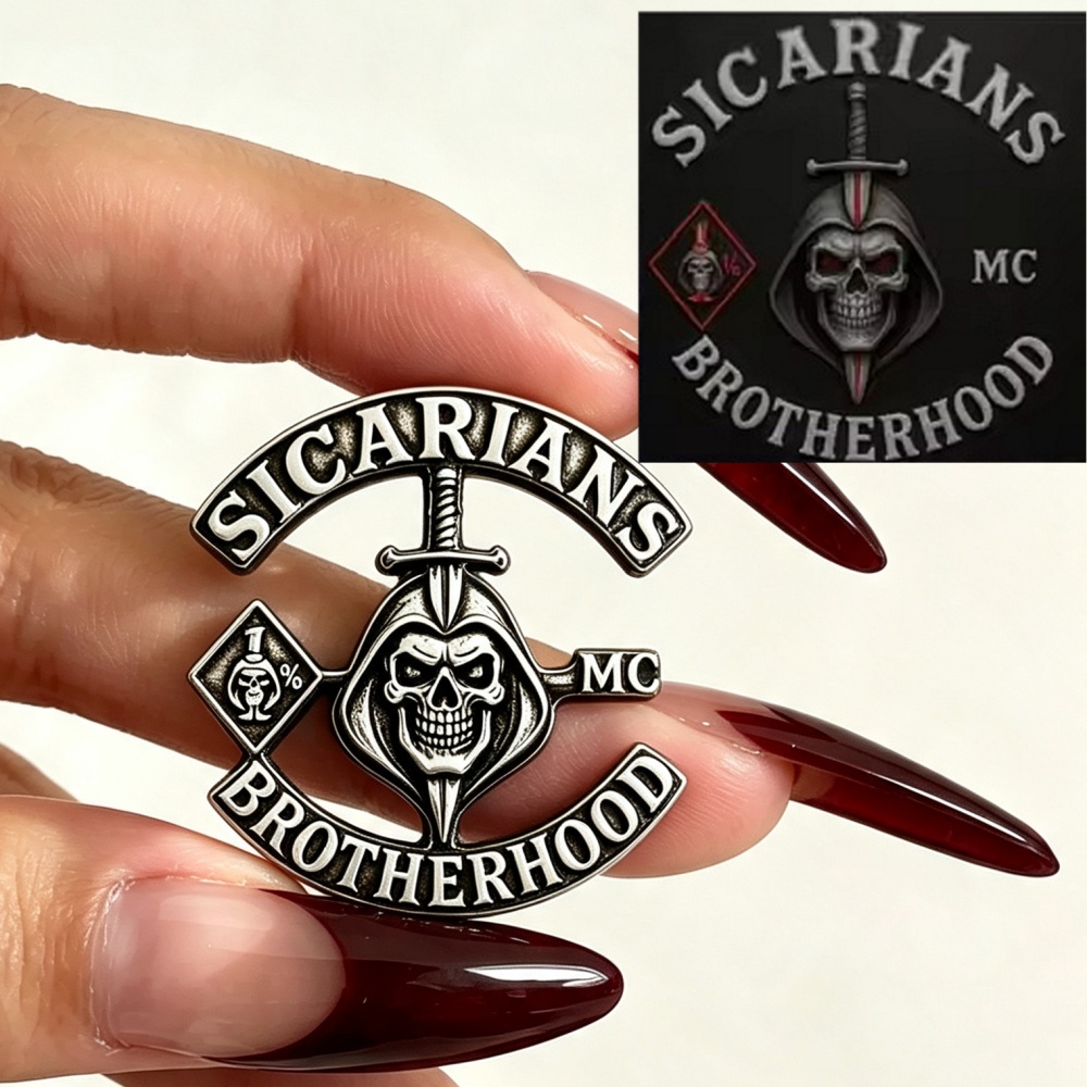 Embroidery Initials - Engraved Custom MC Picture Logo Brooch