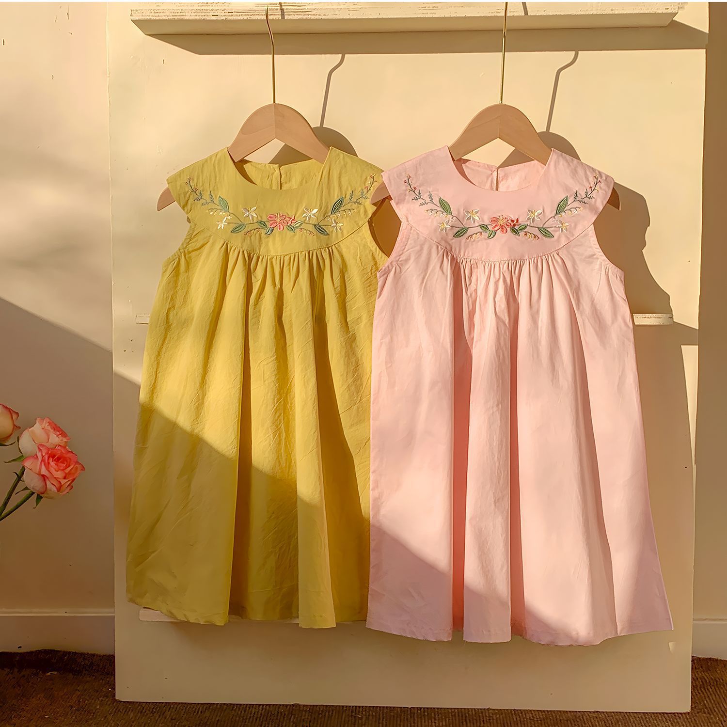 Embroidery Yellow Flower - 2-7-year-old Korean Version Summer New Girls