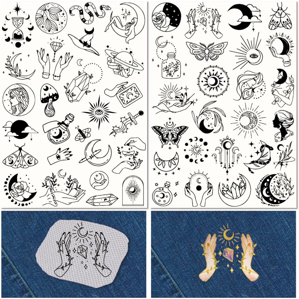 Embroidery Free Pattern - 51Pcs Boho Moon Sun Water Soluble