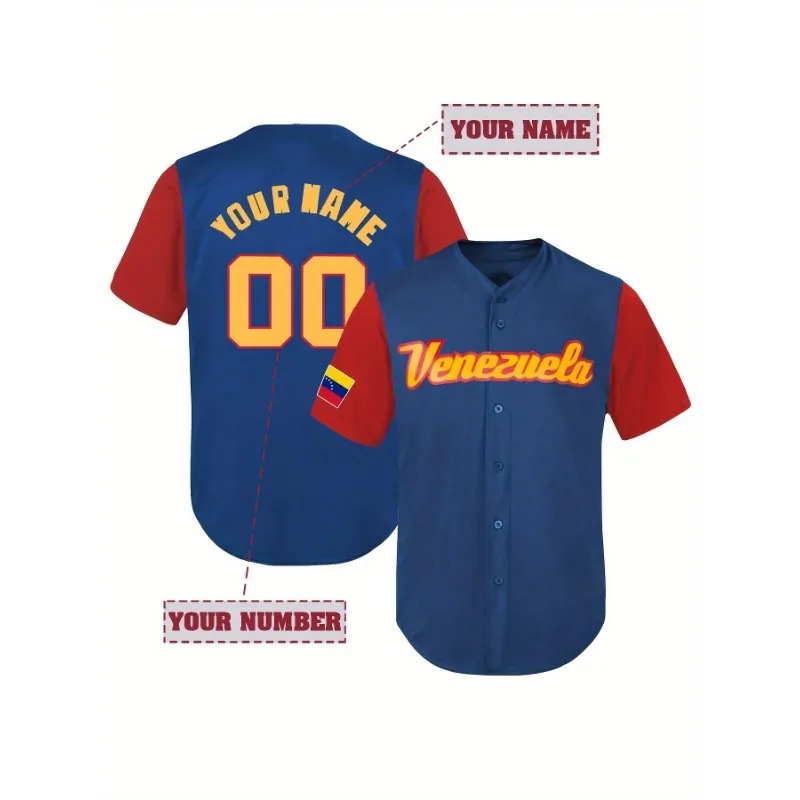 Custom Venezuela Baseball T-Sh - Embroidery Men Shirt ulasan dan harga