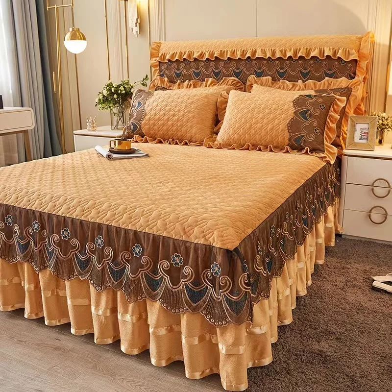 Luxury Thick Velvet Quilted Be - Embroidery Quilt Cover ulasan dan harga