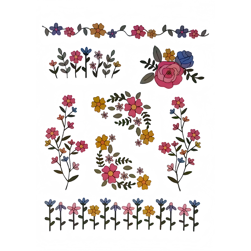 1 Set of 8pcs Colorful Graphic - Embroidery Meaning ulasan dan harga