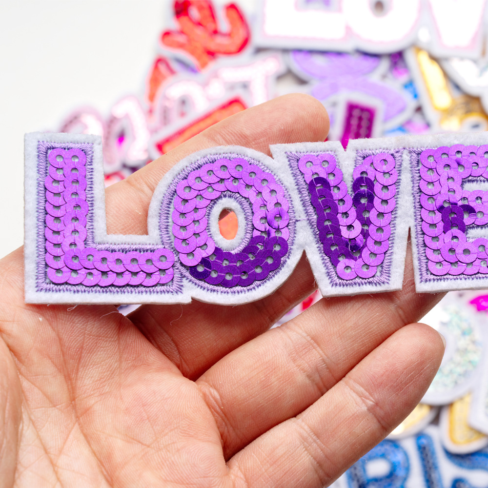 Colored Word LOVE Sequined Emb - Embroidery Font Free ulasan dan harga