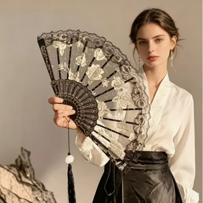 Black Lace Rose Embroidery Han - Embroidery Rose ulasan dan harga