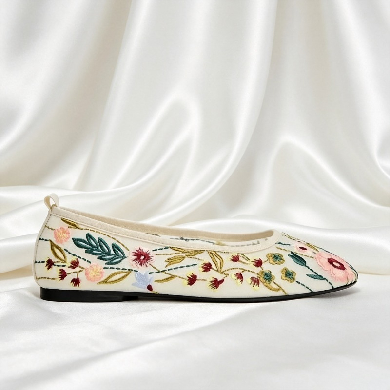 Round Toe Mesh Ballet Flats Sh - Embroidery Meaning ulasan dan harga