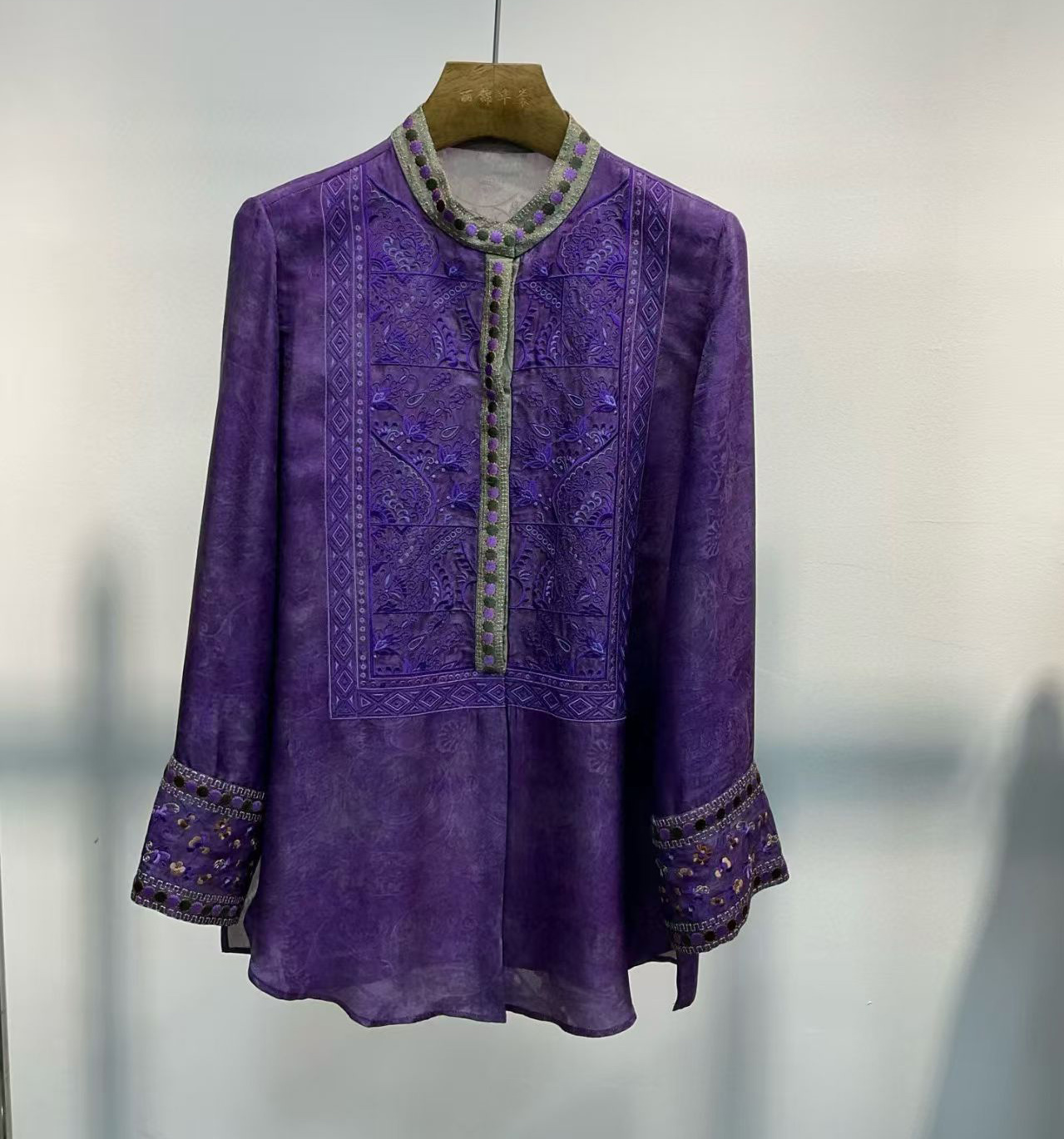 Summer Silk+Rayon Fabric New C - Embroidery Men Shirt ulasan dan harga