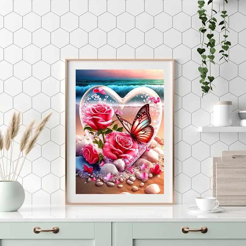 Butterfly Diamond Mosaic Rose  - Embroidery Rose ulasan dan harga