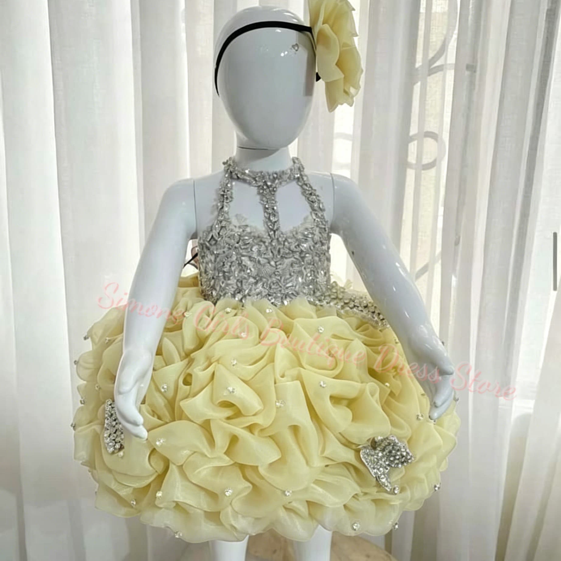 Yellow Ruffles Flower Girl Dre - Embroidery Yellow Flower ulasan dan harga