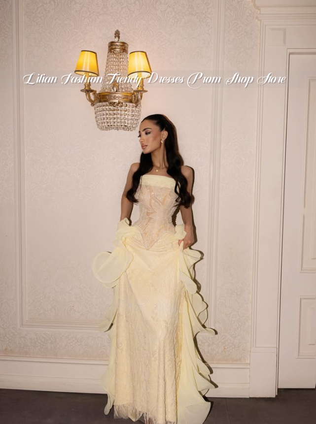 Pale Yellow Strapless Middle E - Embroidery Yellow Flower ulasan dan harga
