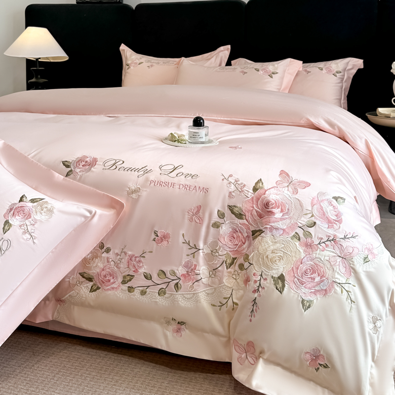 100% Cotton Bedding Set Luxury - Embroidery Quilt Cover ulasan dan harga