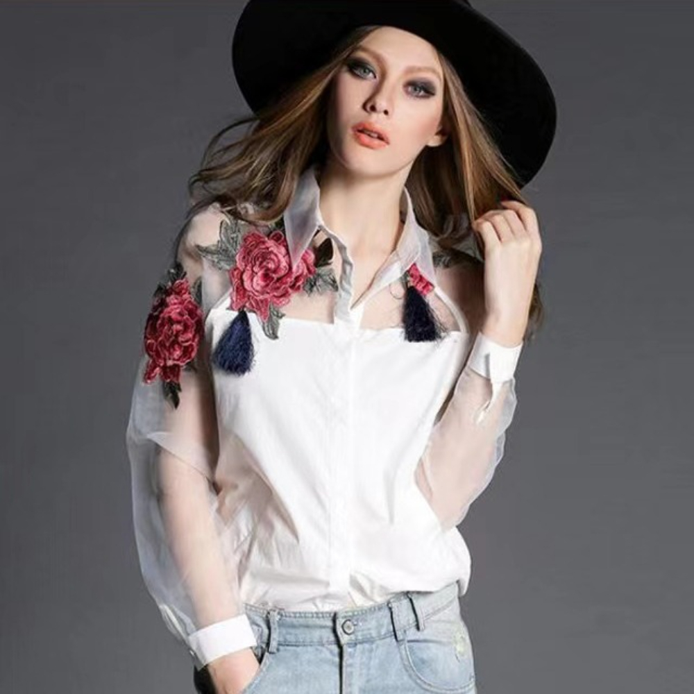 Womn's Fashion Floral Embroide - Embroidery Jersey ulasan dan harga