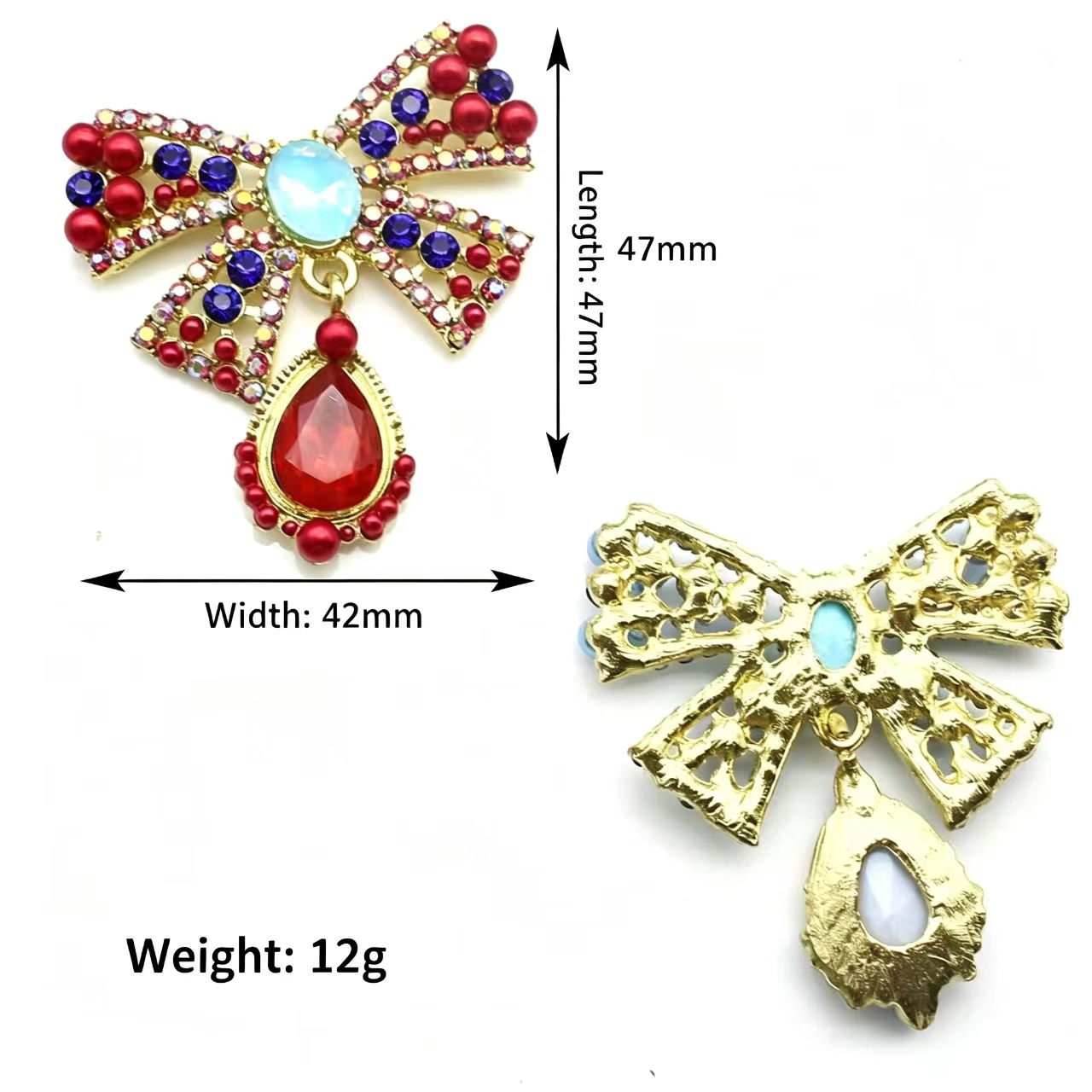 Gold Alloy Bow Crystal Rhinest - Embroidery Simple ulasan dan harga