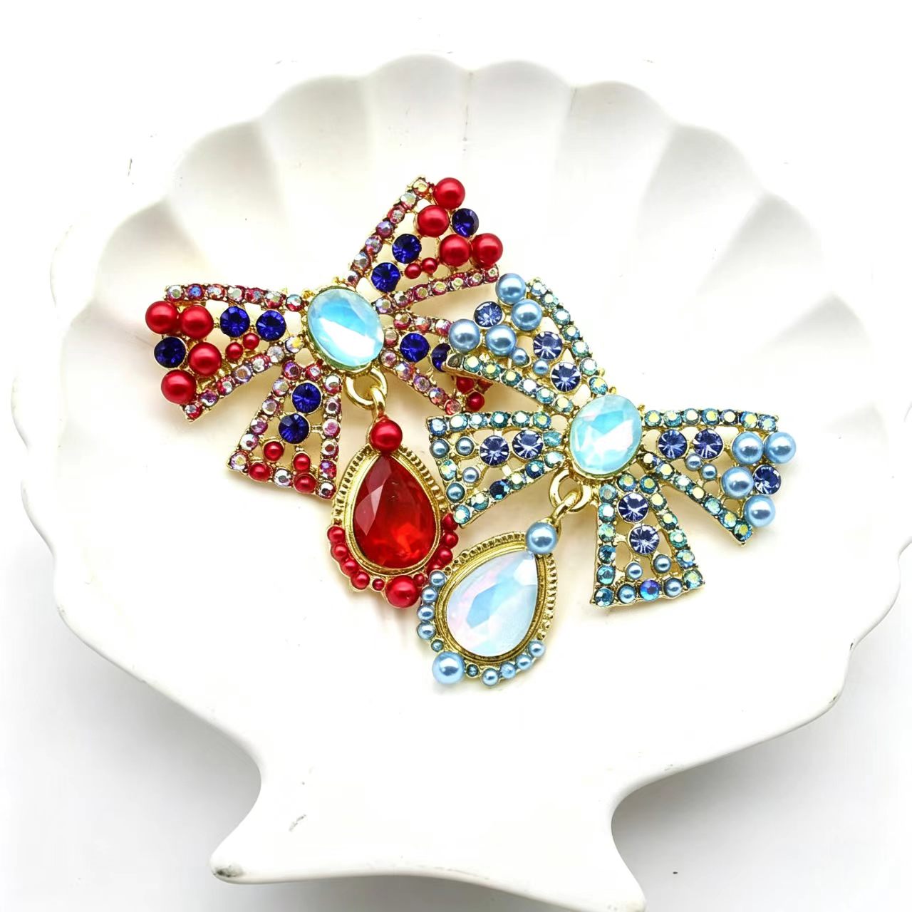 Gold Alloy Bow Crystal Rhinest - Embroidery Simple ulasan dan harga