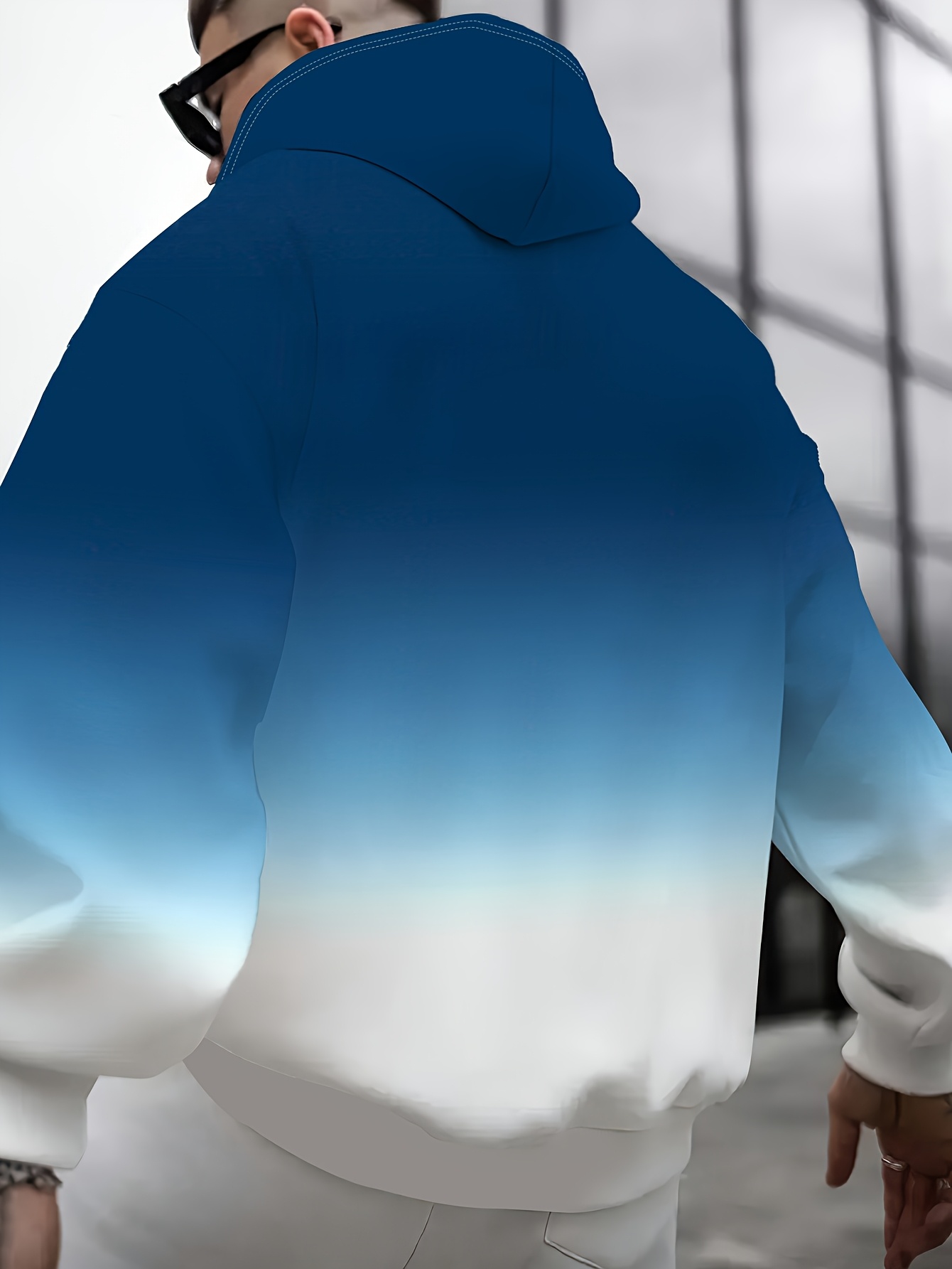 Mens Two Tone Ombre Hoodie Sof - Embroidery Font Free ulasan dan harga