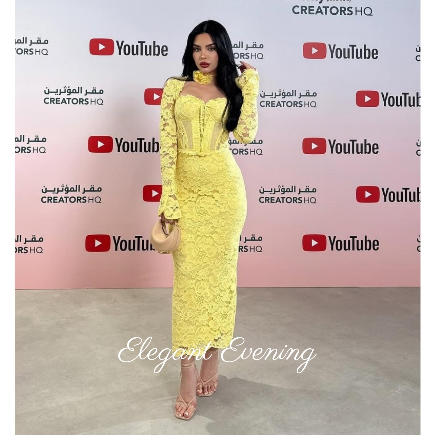 Yellow Lace Prom Dress Mermaid - Embroidery Yellow Flower ulasan dan harga