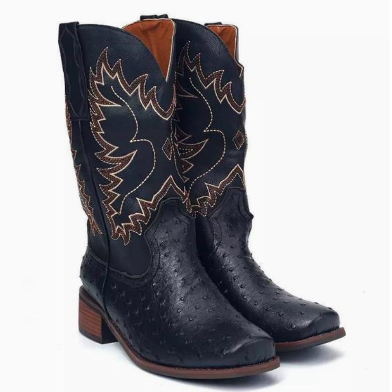 Men High Boots Embroidery Retr - Embroidery Yes ulasan dan harga