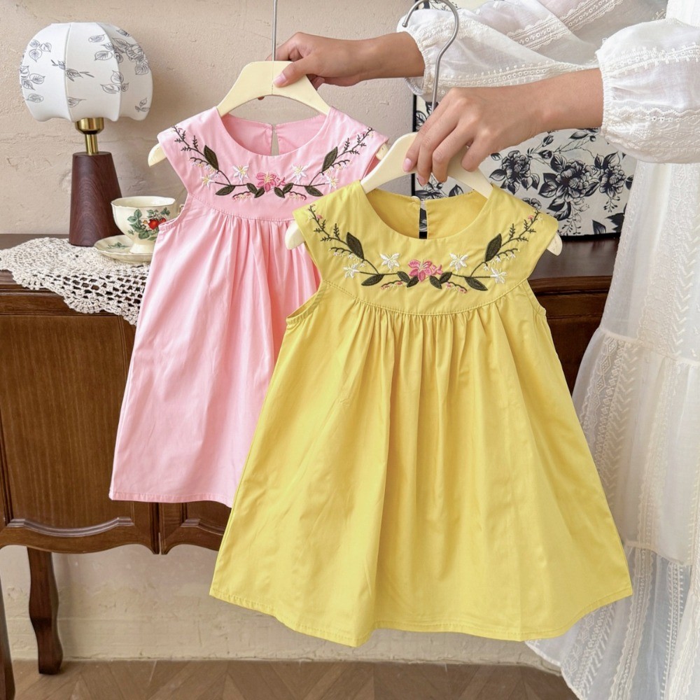 2-7-year-old Korean Version Su - Embroidery Yellow Flower ulasan dan harga