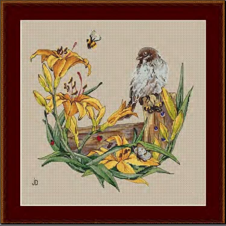 Cross Stitch Kits Cross stitch - Embroidery Yellow Flower ulasan dan harga